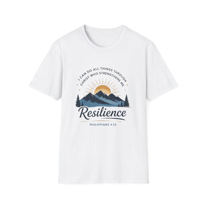 Resilience Mountain T‑Shirt — "I Can Do All Things Through Christ" Inspirational Christian Tee