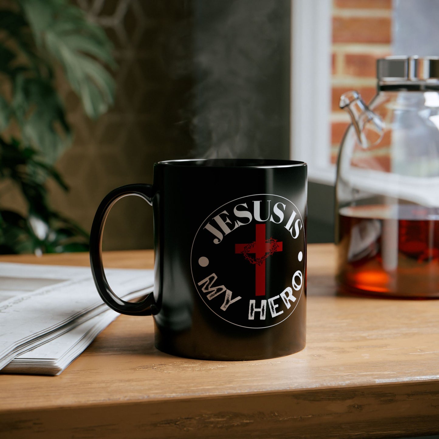 'Jesus is My Hero'-Inspirational Christian Mug -  | 11oz & 15oz Black Coffee Cup