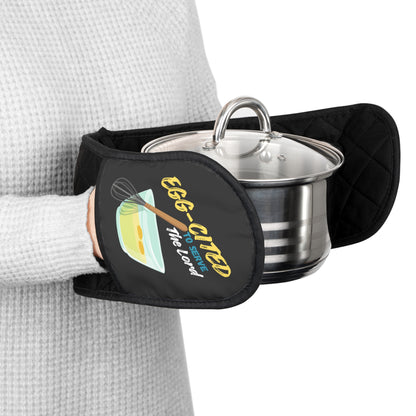 Personalized Black Oven Mitts with Custom Designs