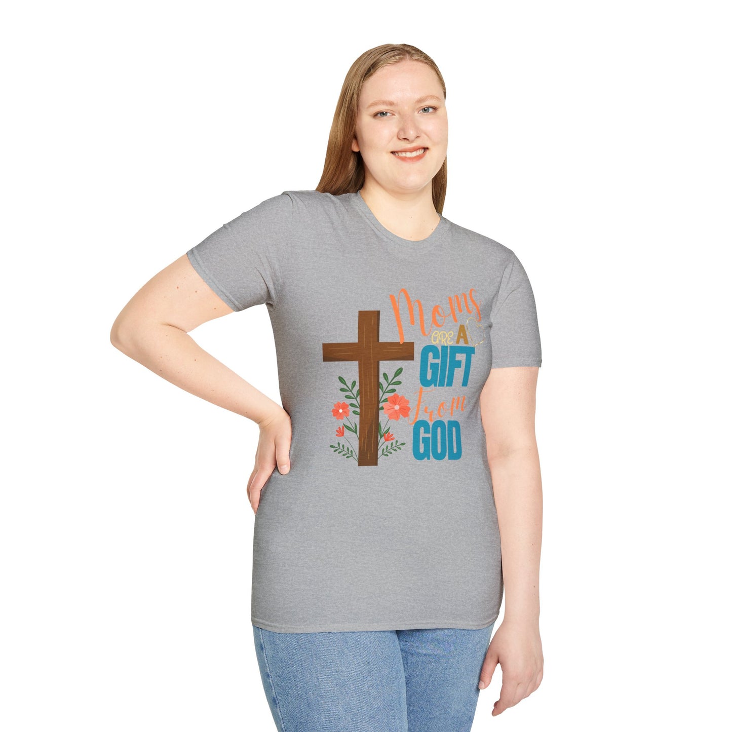 Moms Are a Gift from God T-Shirt | Unisex Softstyle Tee for Mother's Day