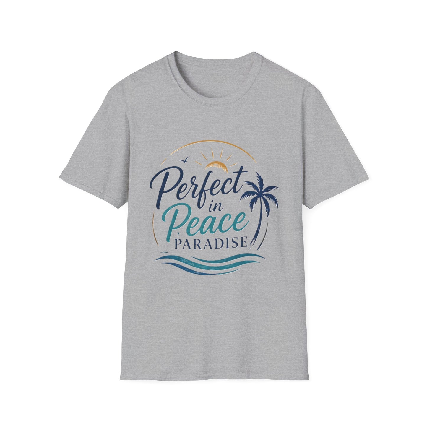 Perfect in Peace Paradise T-Shirt — Beach Palm Sunset Graphic Tee