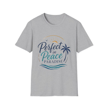 Perfect in Peace Paradise T-Shirt — Beach Palm Sunset Graphic Tee