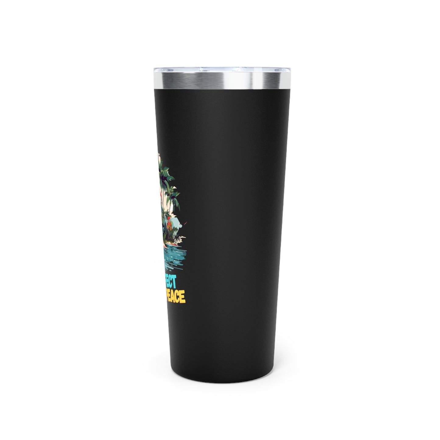 Tumbler with Tropical Design | Perfect Peace | Insulated Coffee Cup, Travel Mug, Vacation Gift, Summer Drinkware, Outdoor Adventures