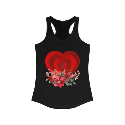 Floral Heart Women's Racerback Tank - Perfect for Summer & Fitness