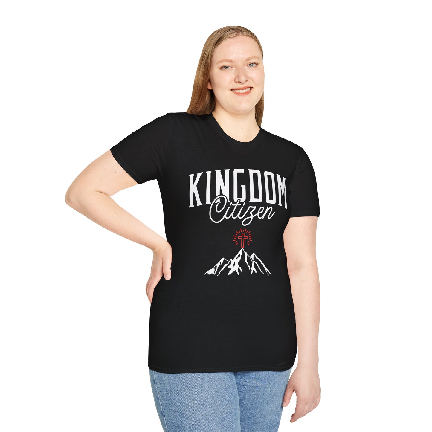 Kingdom Citizen Unisex Softstyle T-Shirt - Faith-Inspired Mountain Design