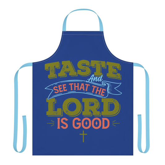 Inspirational Cooking Apron - 'Taste and See That the Lord is Good' with 5-Color Straps