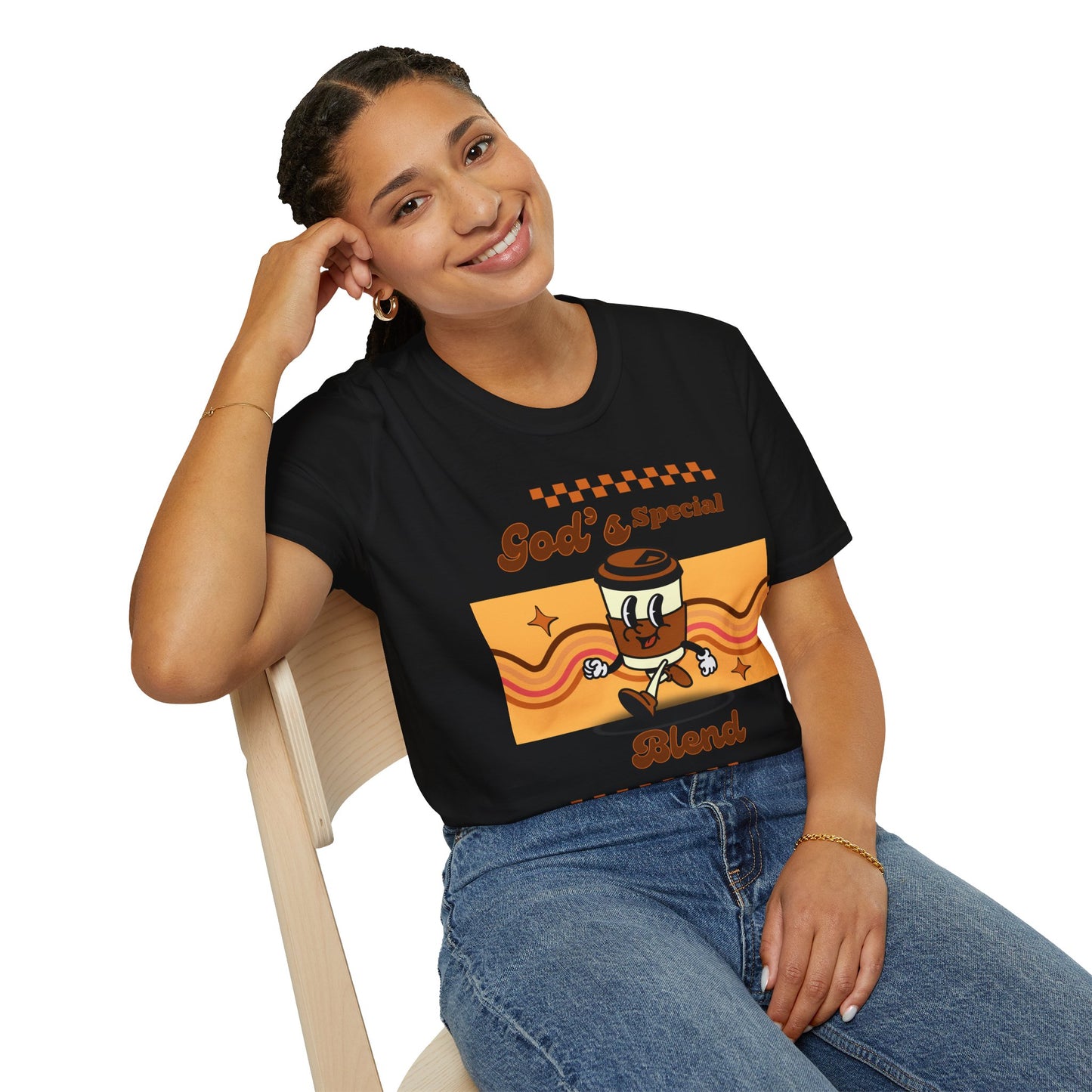 God's Special Blend Unisex Softstyle T-Shirt, Retro Coffee Tee, Fun Gift for Baristas, Casual Wear, Ideal for Birthdays