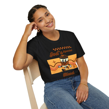 God's Special Blend Unisex Softstyle T-Shirt, Retro Coffee Tee, Fun Gift for Baristas, Casual Wear, Ideal for Birthdays