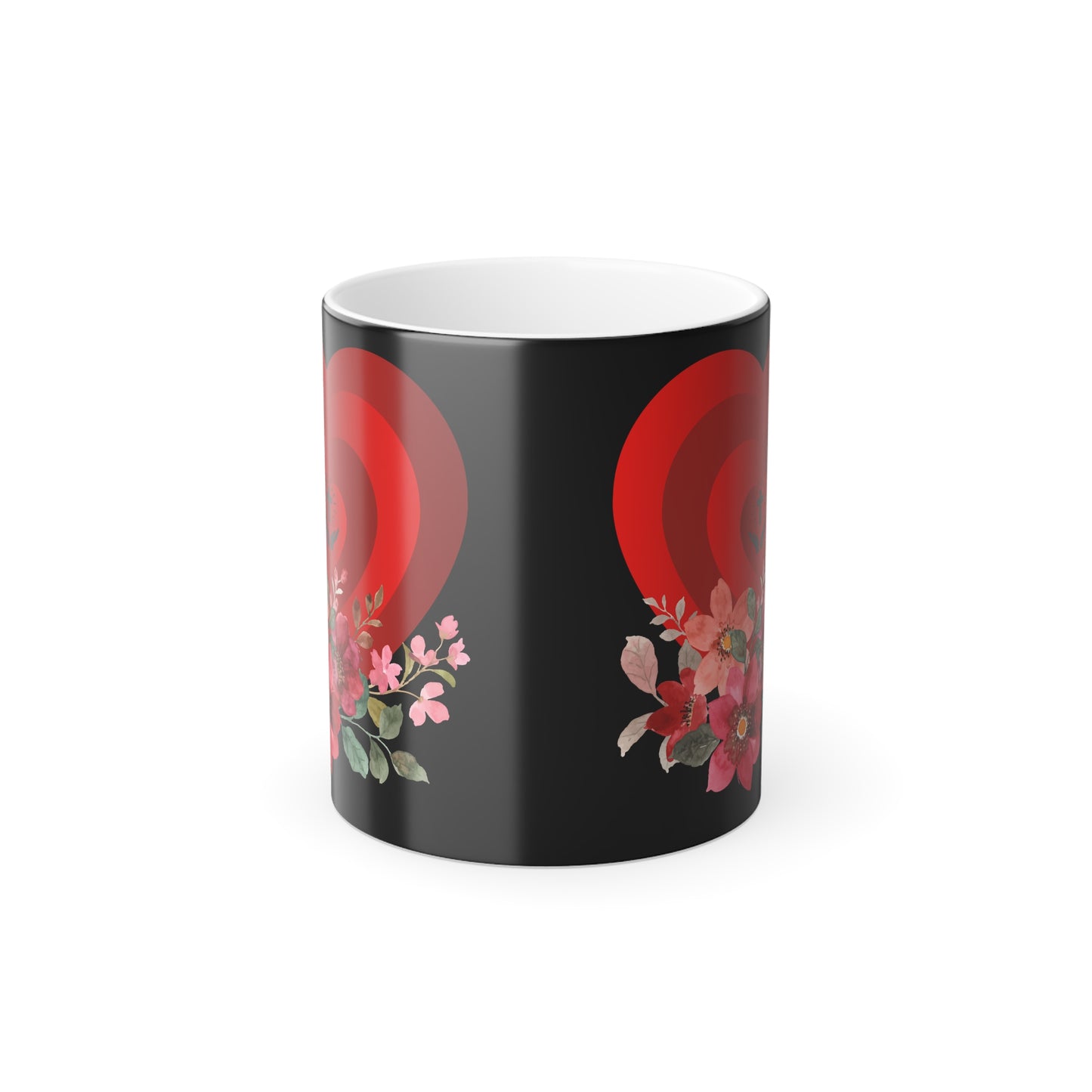Color-Changing 11oz Mug — Red Heart & Floral Reveal