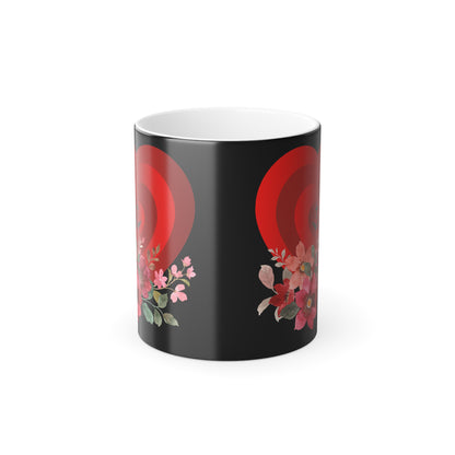 Color-Changing 11oz Mug — Red Heart & Floral Reveal