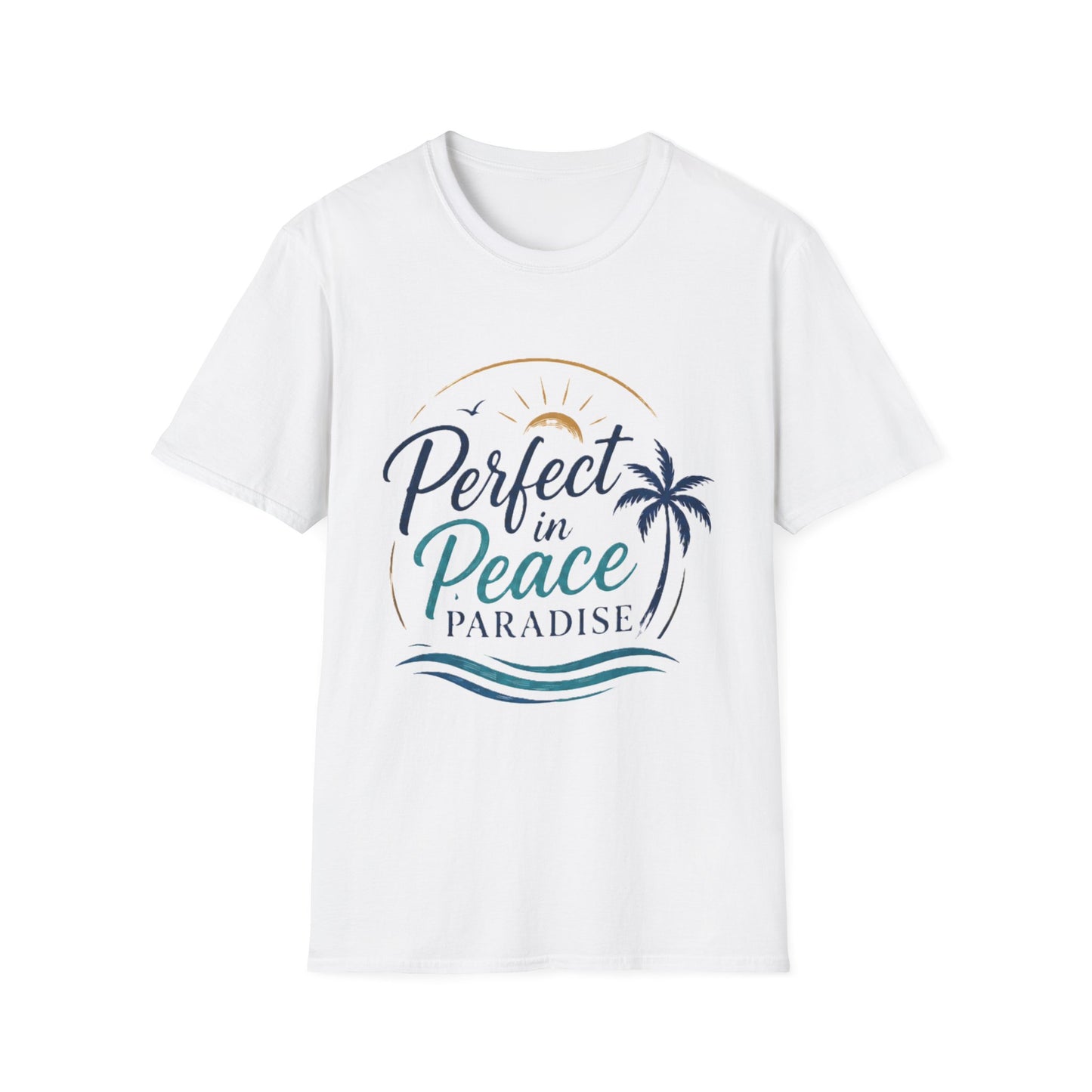 Perfect in Peace Paradise T-Shirt — Beach Palm Sunset Graphic Tee