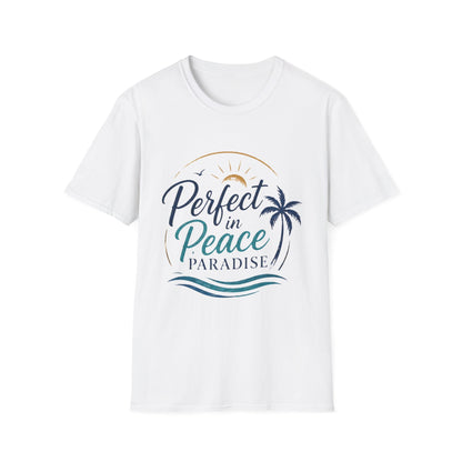 Perfect in Peace Paradise T-Shirt — Beach Palm Sunset Graphic Tee