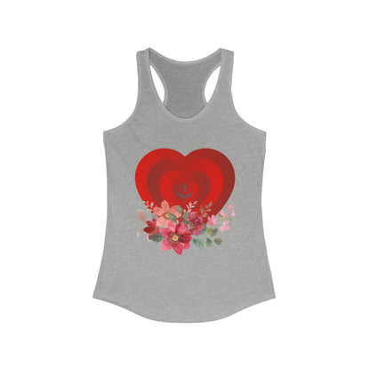Floral Heart Women's Racerback Tank - Perfect for Summer & Fitness