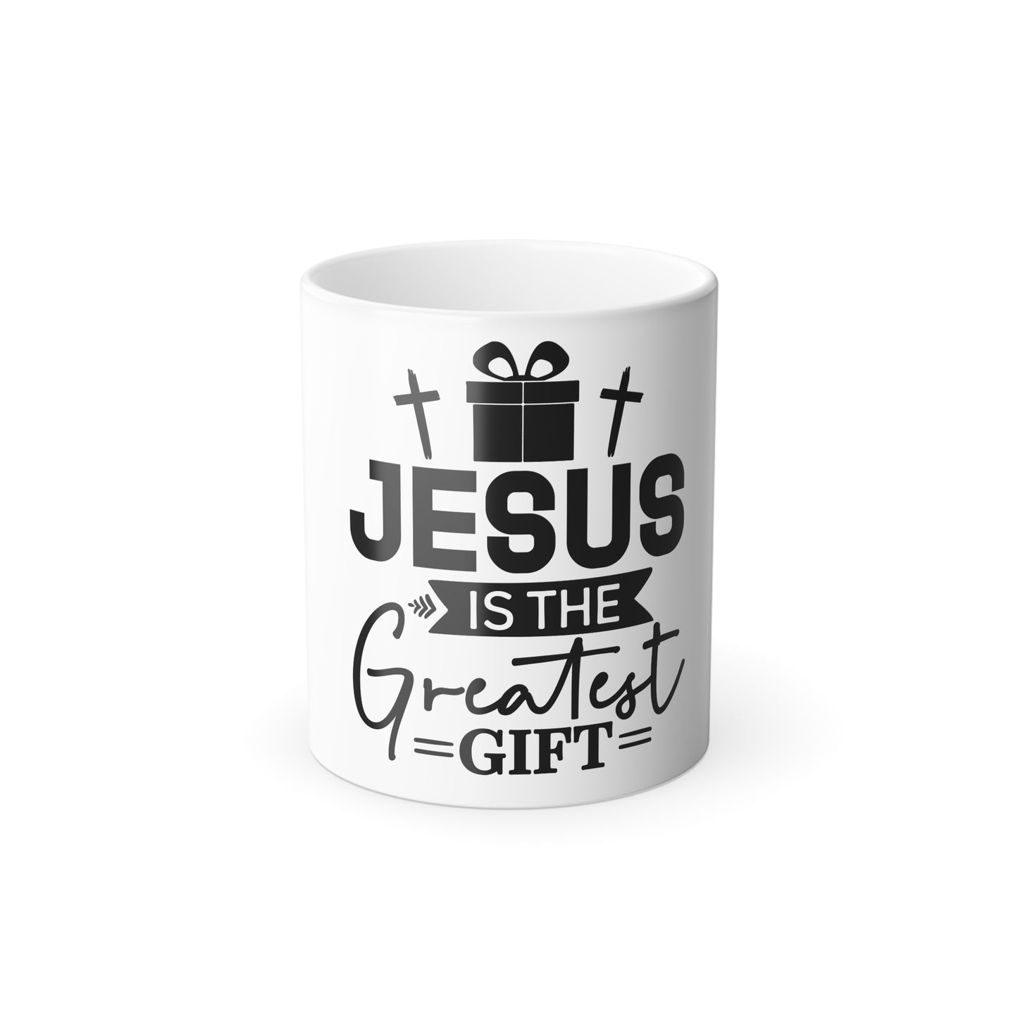 Color‑Changing Mug — "Jesus Is the Greatest Gift" Christian Coffee Cup, 11 oz (Holiday/Christmas Gift)