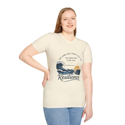 Resilience T-Shirt — "The Lord Will Fight for You" Exodus 14:14 Christian Tee