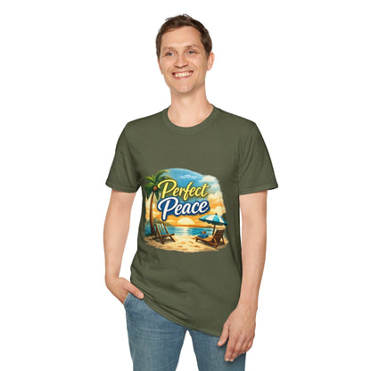Perfect Peace Beach T-Shirt — Tropical Palm Sunset Graphic Tee