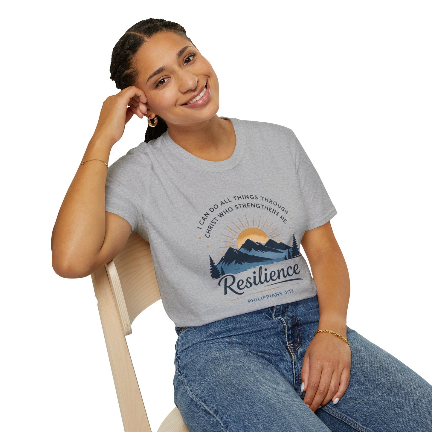 Resilience Mountain T‑Shirt — "I Can Do All Things Through Christ" Inspirational Christian Tee