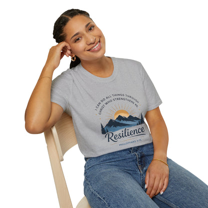 Resilience Mountain T‑Shirt — "I Can Do All Things Through Christ" Inspirational Christian Tee