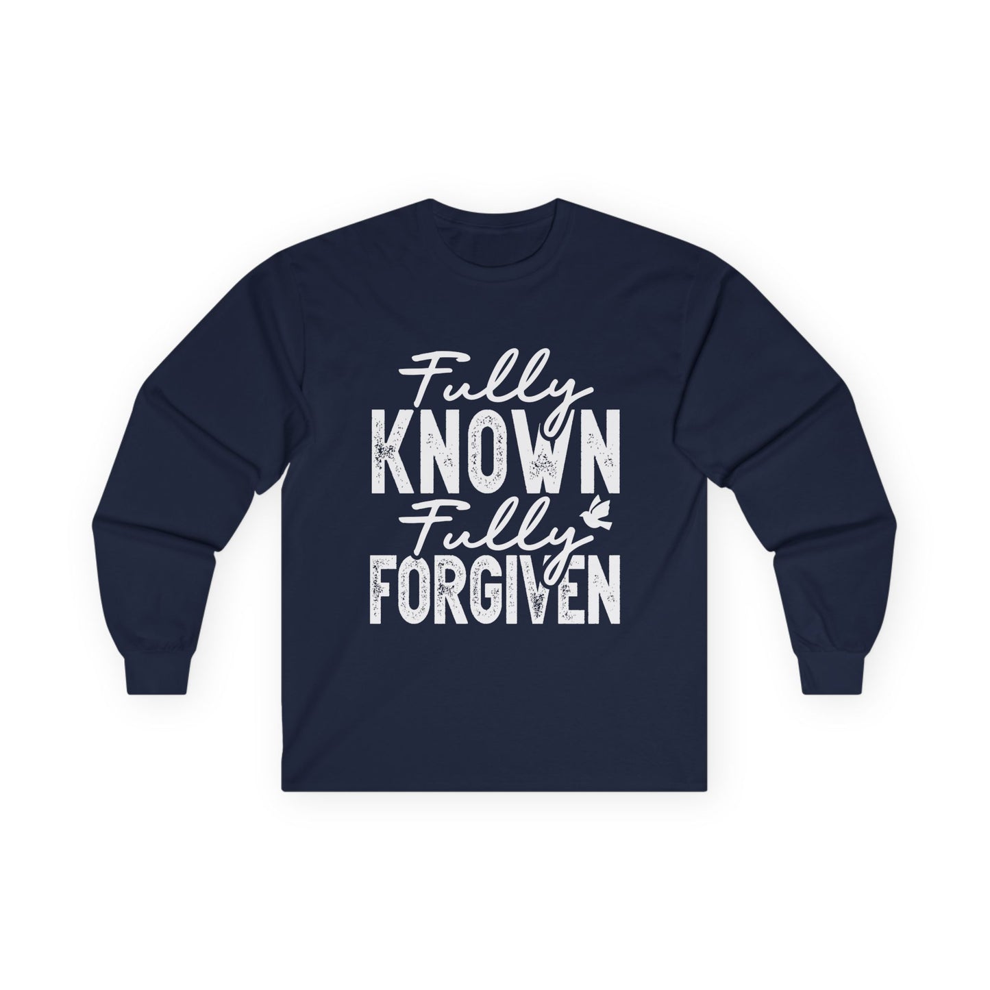 Fully Known Fully Forgiven Long Sleeve Tee - Unisex Cotton Shirt for Faith & Comfort