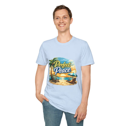 Perfect Peace Beach T-Shirt — Tropical Palm Sunset Graphic Tee
