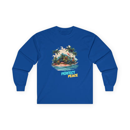 Long Sleeve Tee — Tropical Island 'Perfect Peace' Graphic