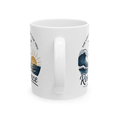 Resilience Ocean Ceramic Mug — Inspirational Sunrise & Wave 11oz/15oz