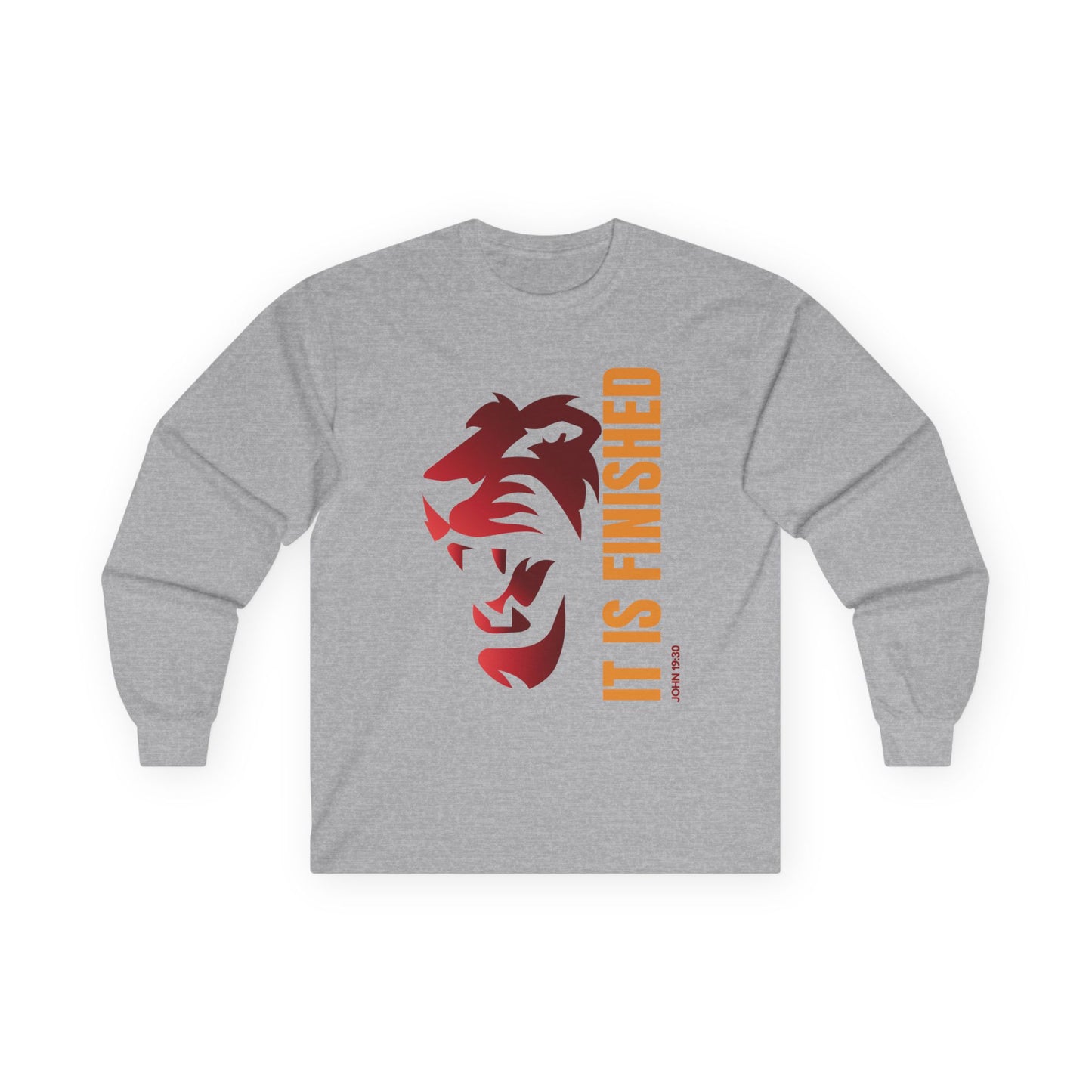 Inspirational Lion Long Sleeve Tee - "It Is Finished"