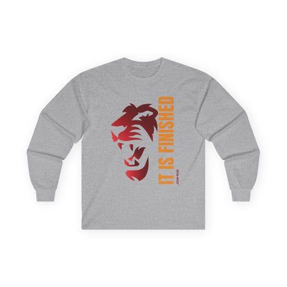 Inspirational Lion Long Sleeve Tee - "It Is Finished"