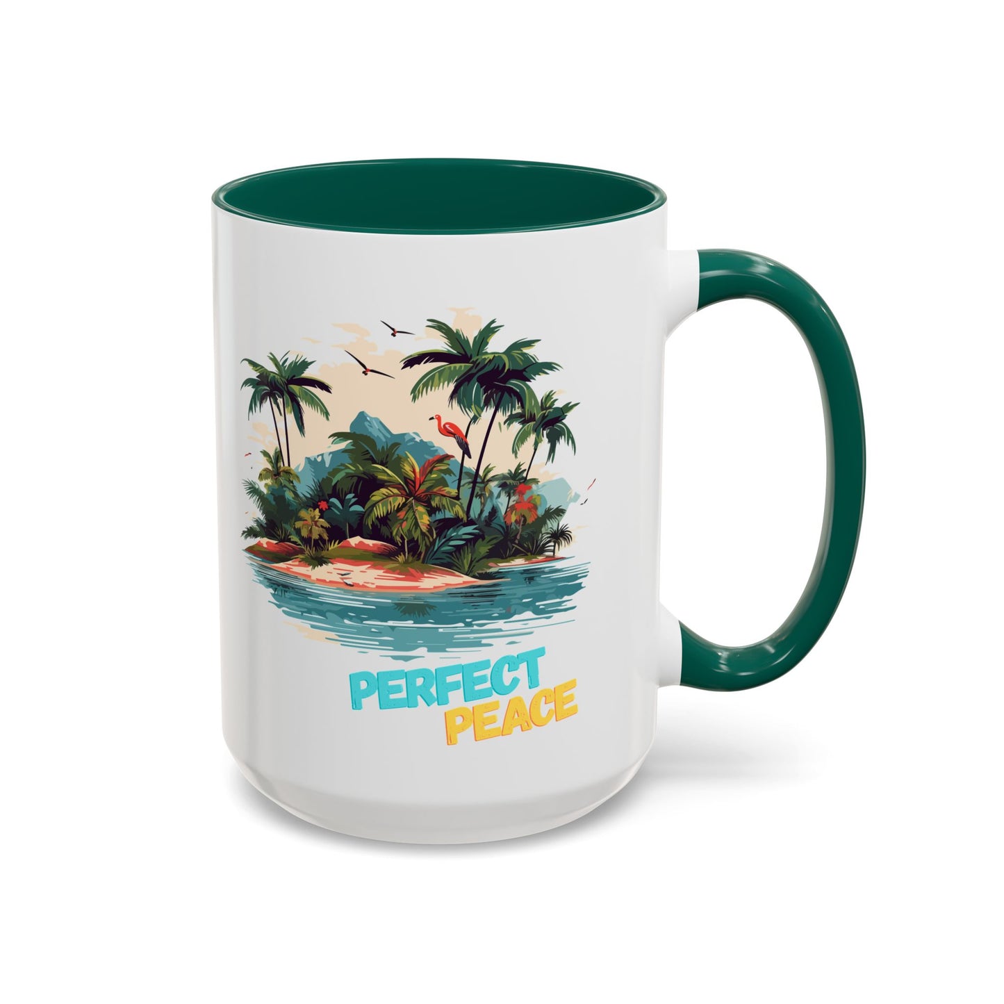 Colorful Tropical Peace Mug, Perfect for Relaxation, Gift for Beach Lovers, Summer Vibes Coffee Cup, 11oz 15oz