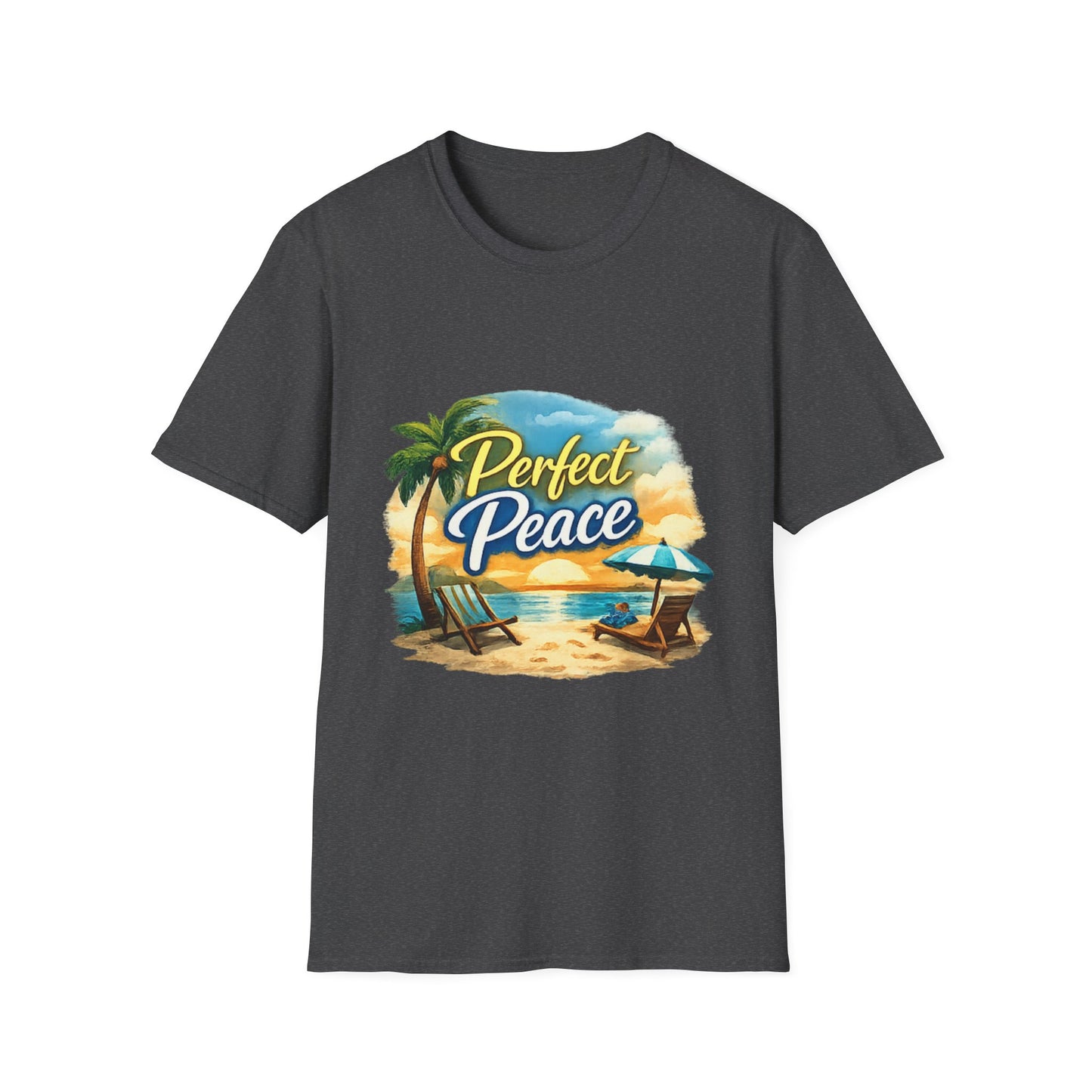 Perfect Peace Beach T-Shirt — Tropical Palm Sunset Graphic Tee