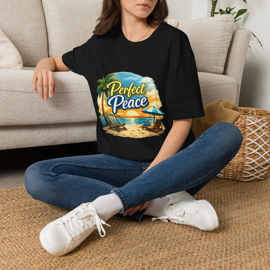 Perfect Peace Beach T-Shirt — Tropical Palm Sunset Graphic Tee