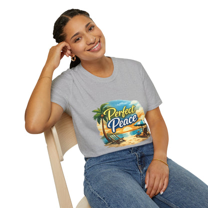 Perfect Peace Beach T-Shirt — Tropical Palm Sunset Graphic Tee