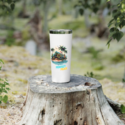 Tumbler with Tropical Design | Perfect Peace | Insulated Coffee Cup, Travel Mug, Vacation Gift, Summer Drinkware, Outdoor Adventures