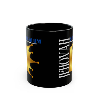 Jehovah Shalom - Crown Black Mug - 11oz & 15oz Coffee Cup for Faith and Inspiration