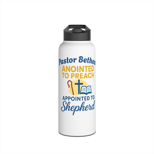 Pastor Water Bottle — "Anointed to Preach, Appointed to Shepherd" Stainless Steel Bottle