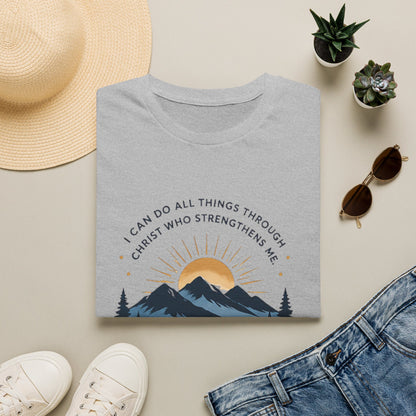 Resilience Mountain T‑Shirt — "I Can Do All Things Through Christ" Inspirational Christian Tee