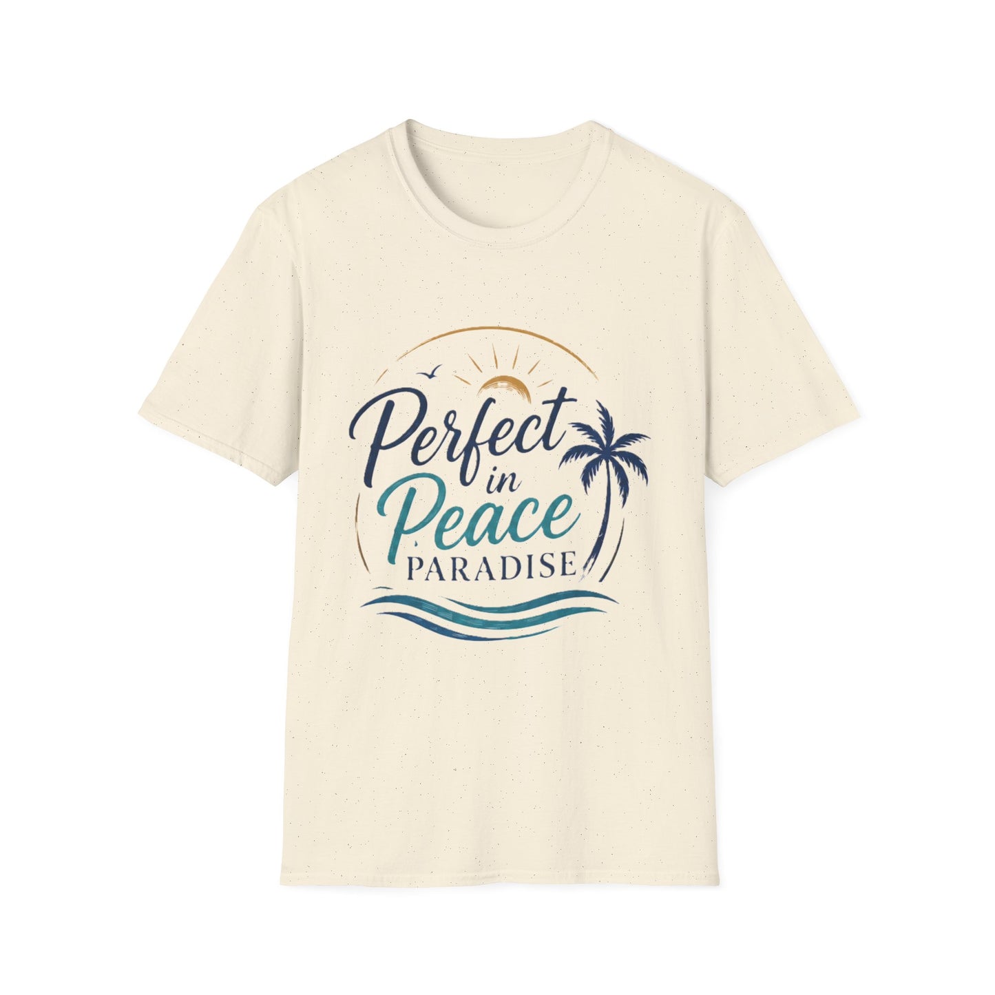 Perfect in Peace Paradise T-Shirt — Beach Palm Sunset Graphic Tee