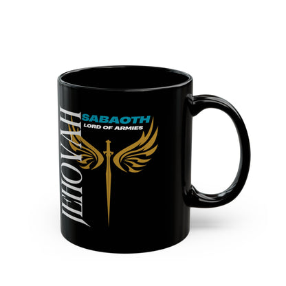 Jehovah Sabaoth -Inspirational Black Mug for Warriors (11oz, 15oz)