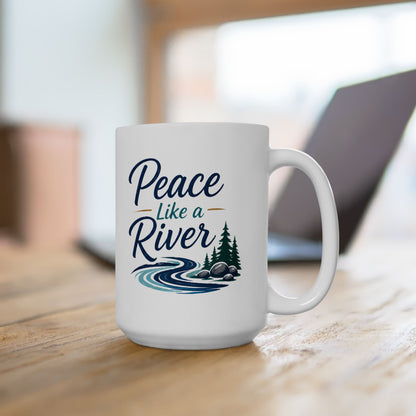 Peaceful River Ceramic Mug — Scenic Nature Coffee Cup (11oz, 15oz)