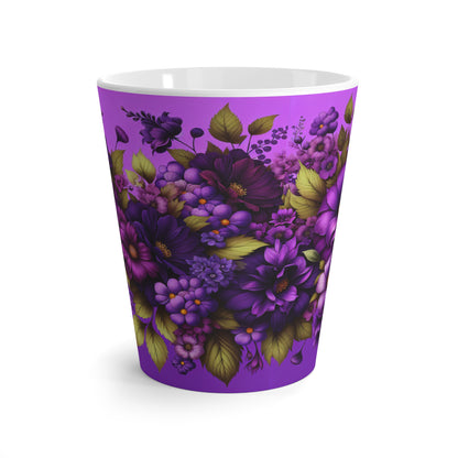 Purple Floral Latte Mug — Violet Bouquet Coffee Cup