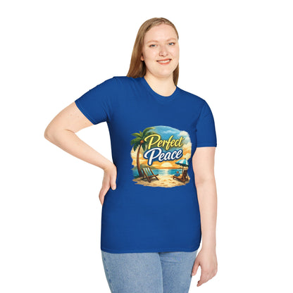 Perfect Peace Beach T-Shirt — Tropical Palm Sunset Graphic Tee