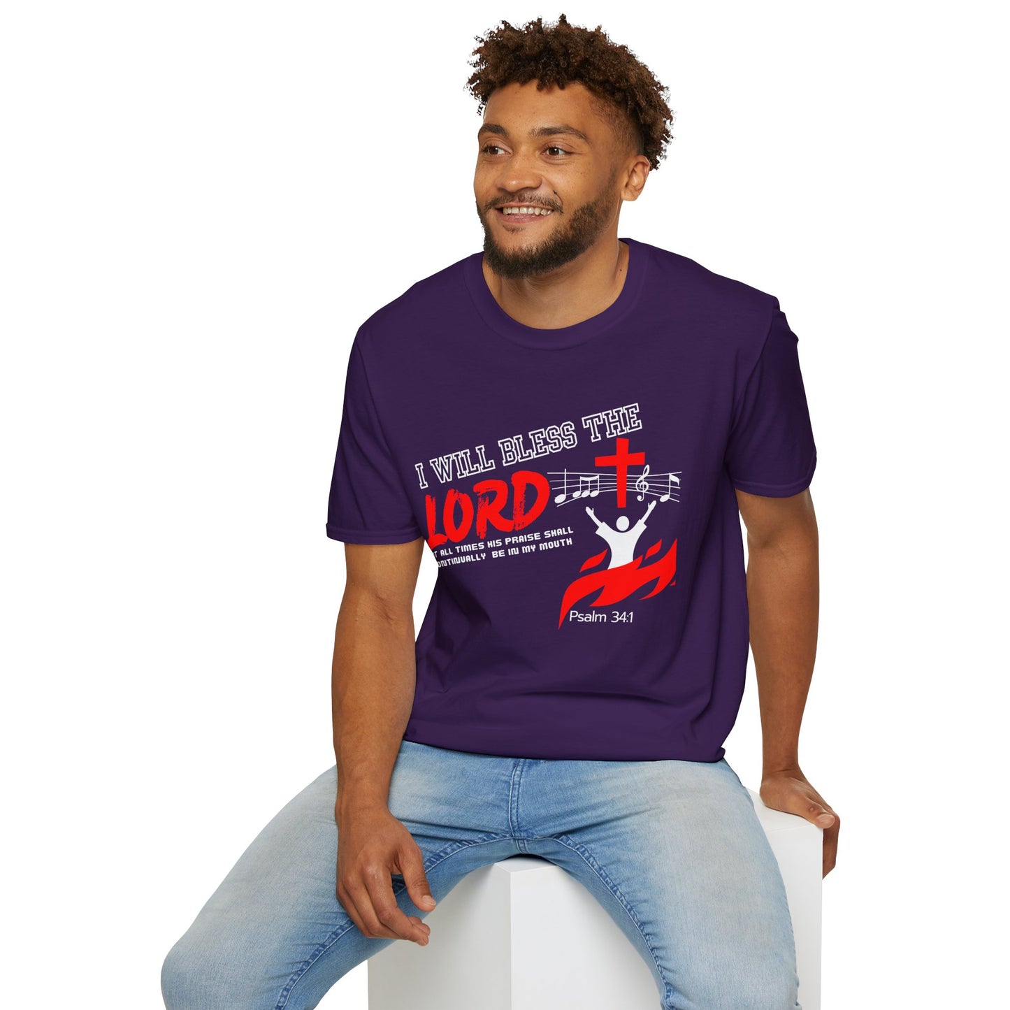 'I Will Bless The Lord' Psalm 34:1 - Inspirational Unisex T-Shirt