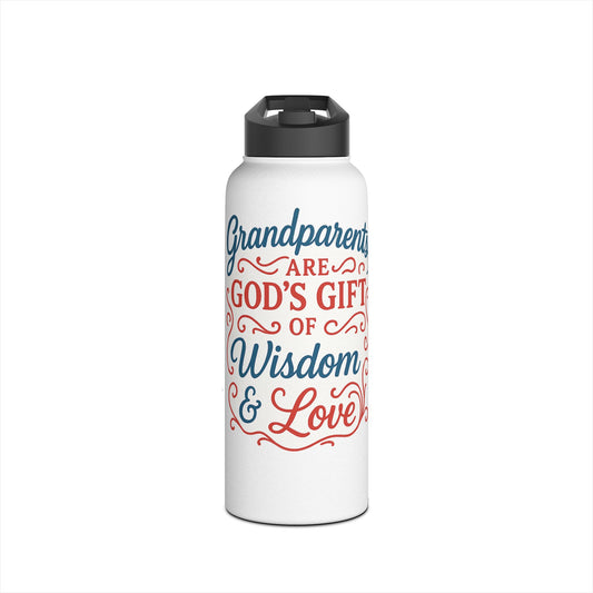 Grandparents Are God’s Gift Stainless Steel Water Bottle — Inspirational Faith Quote