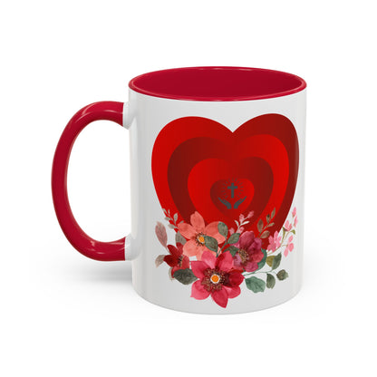 Red Heart Floral Mug (11oz & 15oz) – Romantic Valentine Coffee Cup