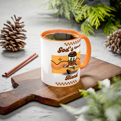 Colorful Coffee Mug with God's Special Blend Design, Unique Gift for Coffee Lovers, Fun Kitchenware, Retro Style Mug, Creative Collectible