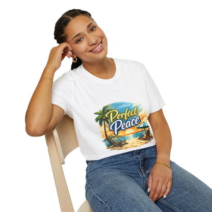 Perfect Peace Beach T-Shirt — Tropical Palm Sunset Graphic Tee