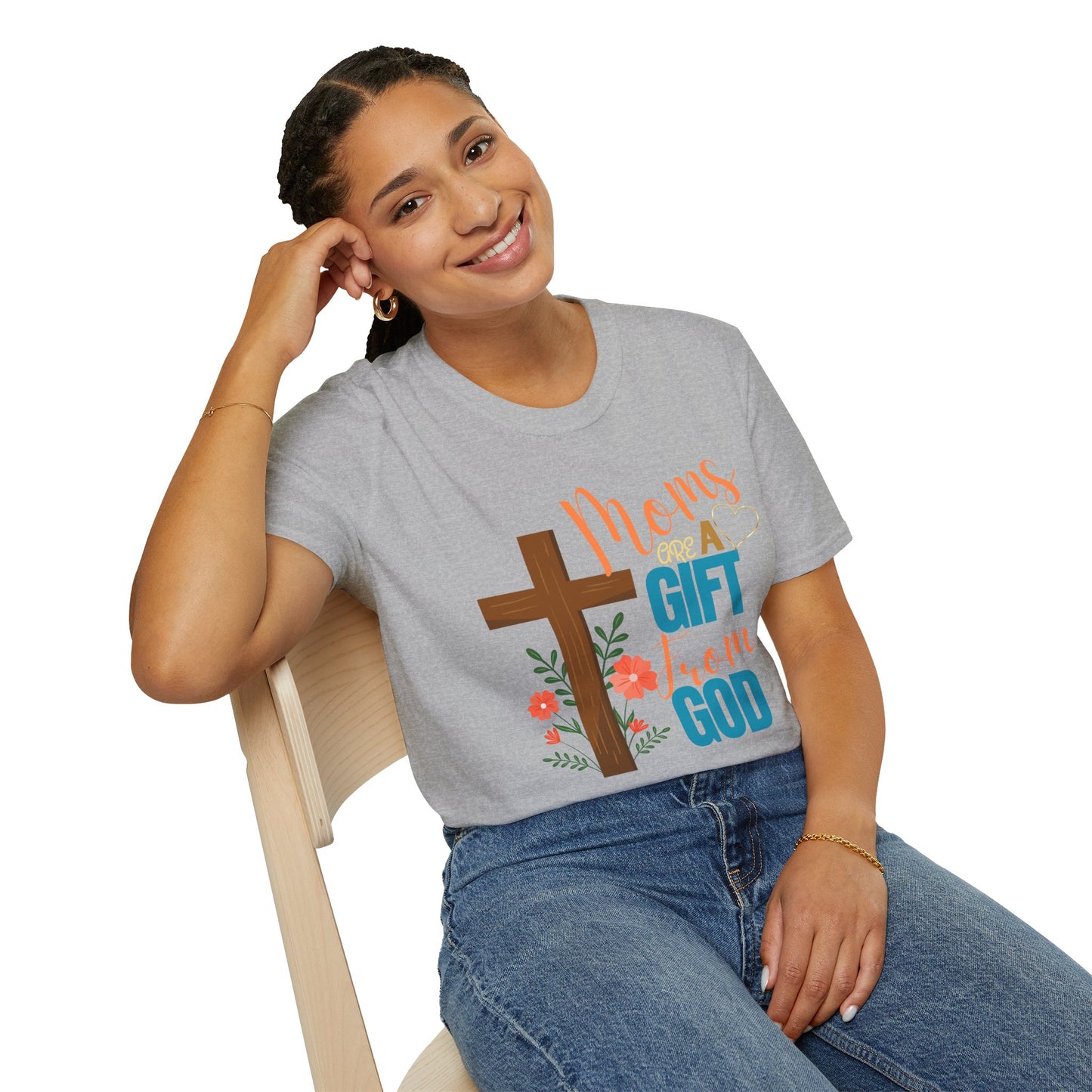 Moms Are a Gift from God T-Shirt | Unisex Softstyle Tee for Mother's Day