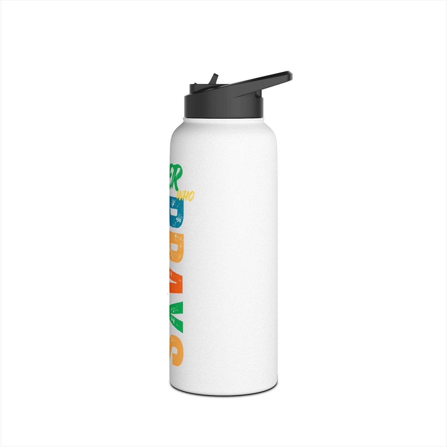 Water Bottle — "Father Prays" Colorful Vertical Faith Design