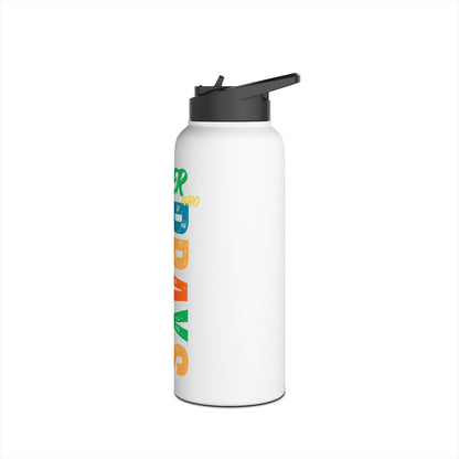 Water Bottle — "Father Prays" Colorful Vertical Faith Design