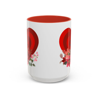 Floral Heart Accent Coffee Mug - Perfect Gift for Valentine's Day & Anniversaries